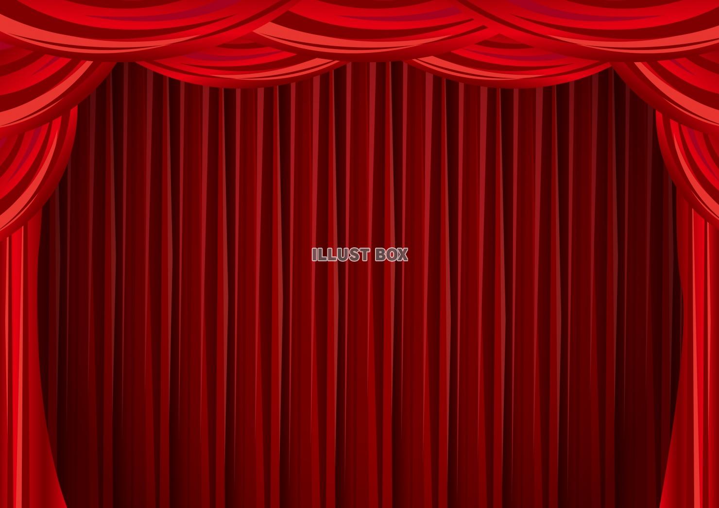 無料イラスト 劇場 舞台 赤い幕 オペラカーテンフレーム