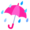 シンプルな雨が降っているピンクの傘イラスト