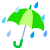 シンプルな雨が降っている黄緑色の傘イラスト