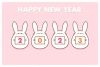 カードを持つウサギ（2023年卯年年賀状テンプレート）