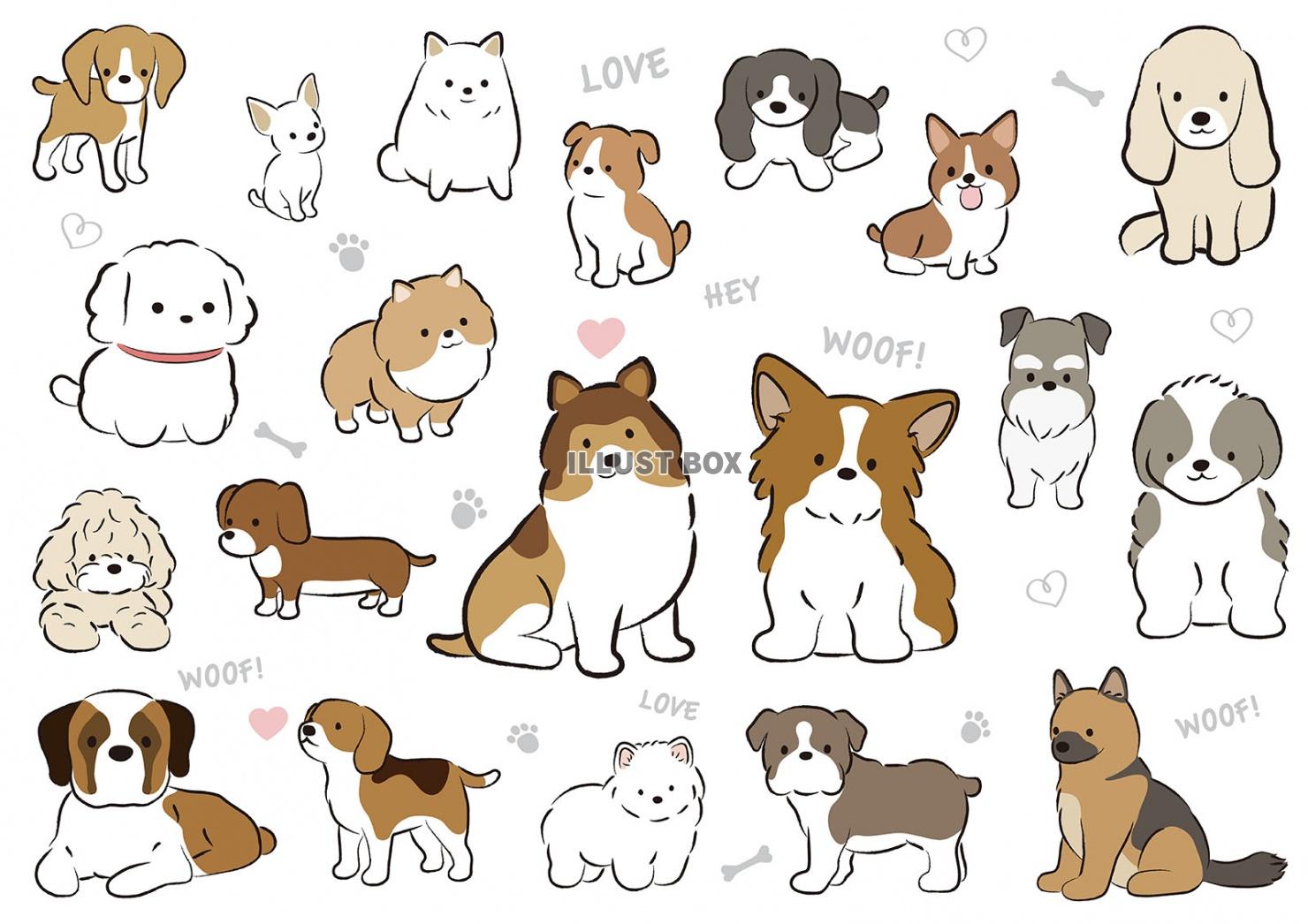 無料イラスト かわいい犬のイラストセット