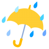 シンプルな雨が降っている黄色の傘　ガラなし
