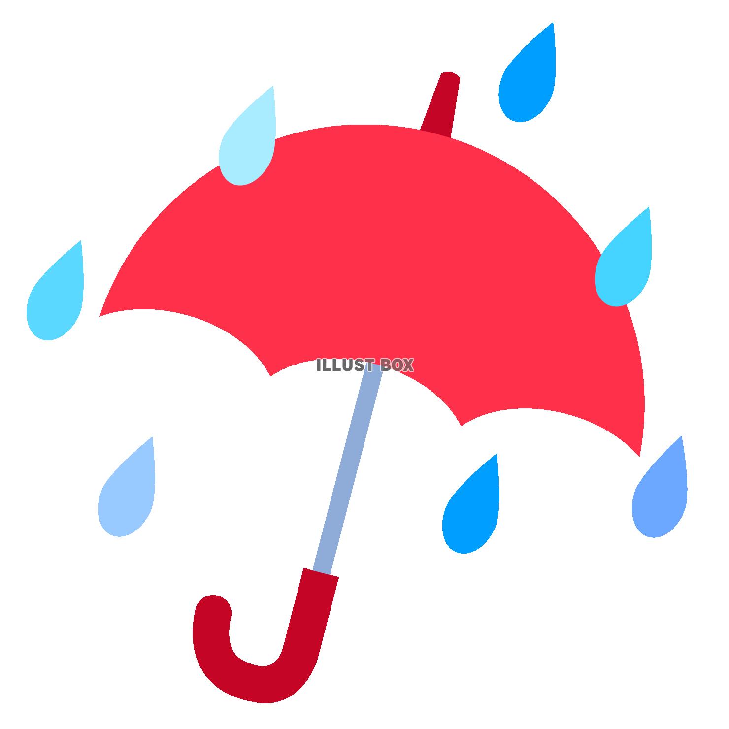 シンプルな雨が降っている赤色の傘　ガラなし