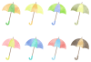 水彩タッチのカラフルな傘