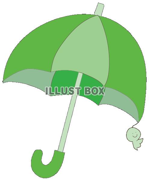 緑の傘とてるてるぼうず