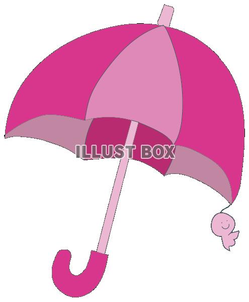 ピンクの傘とてるてるぼうず