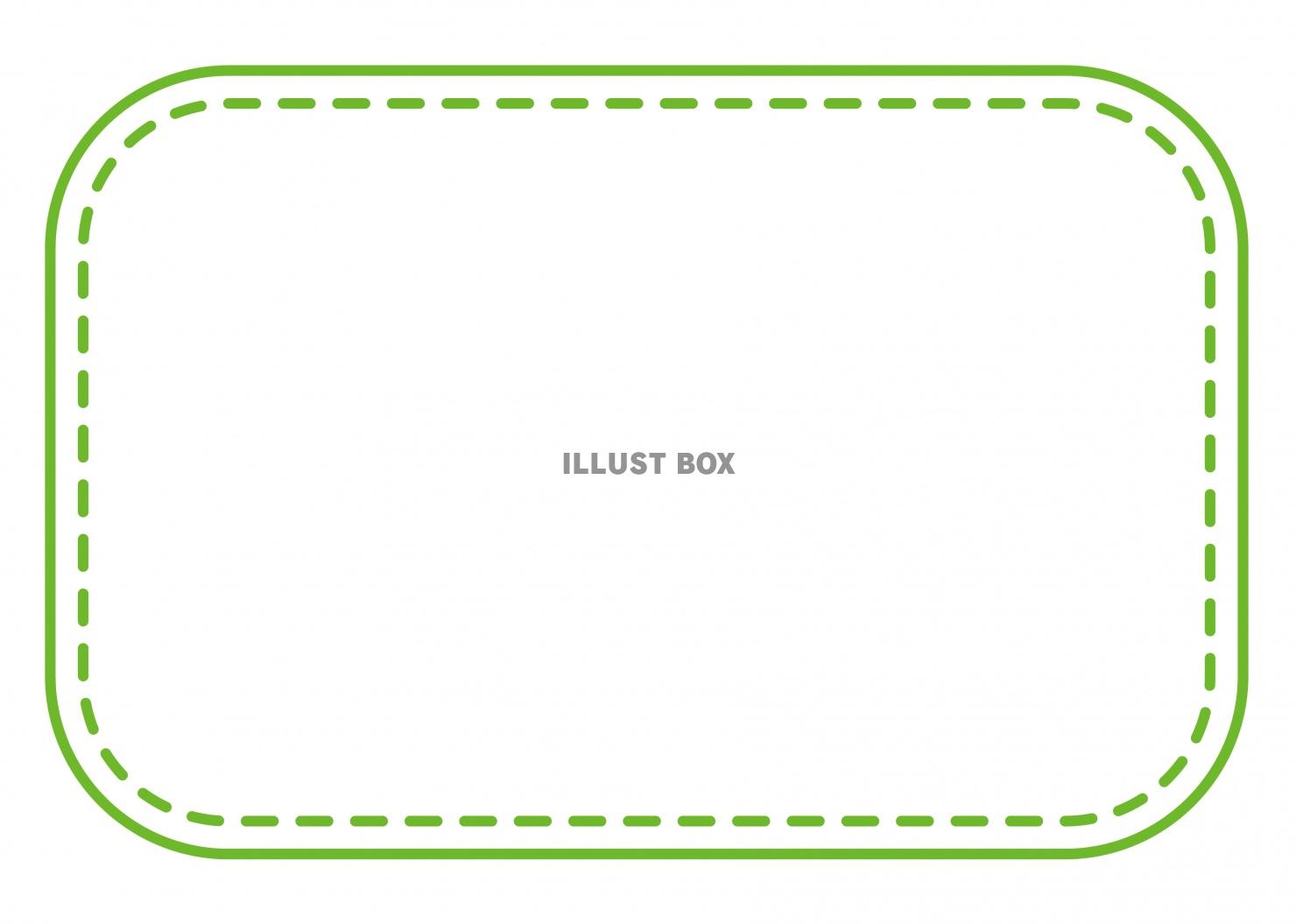 縫い目のある角丸長方形フレーム（黄緑色）