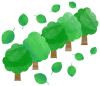 緑の並木と緑の葉