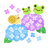 キラキラあじさいとカエルでんでん虫　透過png