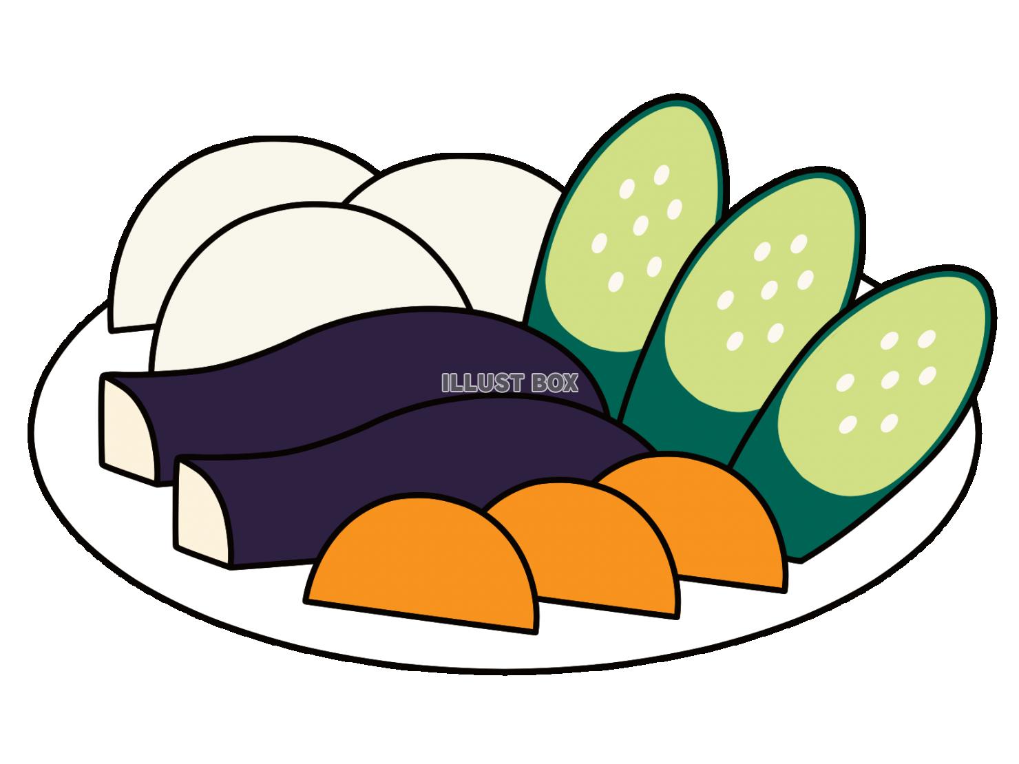 大根ときゅうりとなすとにんじんの漬け物