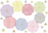 梅雨の時期にも使える傘と雨粒の背景イラスト