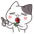 剪定したバラの香りを嗅いでうっとりするにゃんこ＜ぶち猫　にゃんこ＞