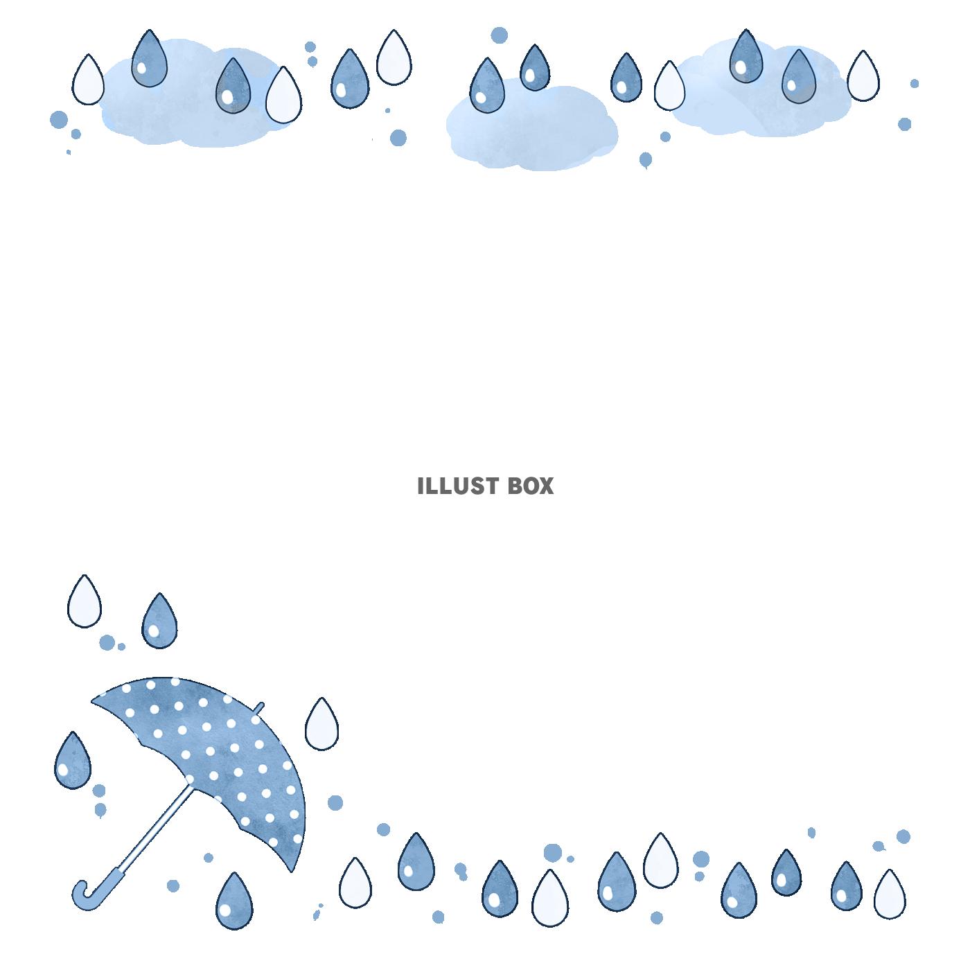 無料イラスト 梅雨 水玉の傘フレーム