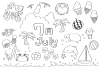 7月海と夏のイメージセット線画