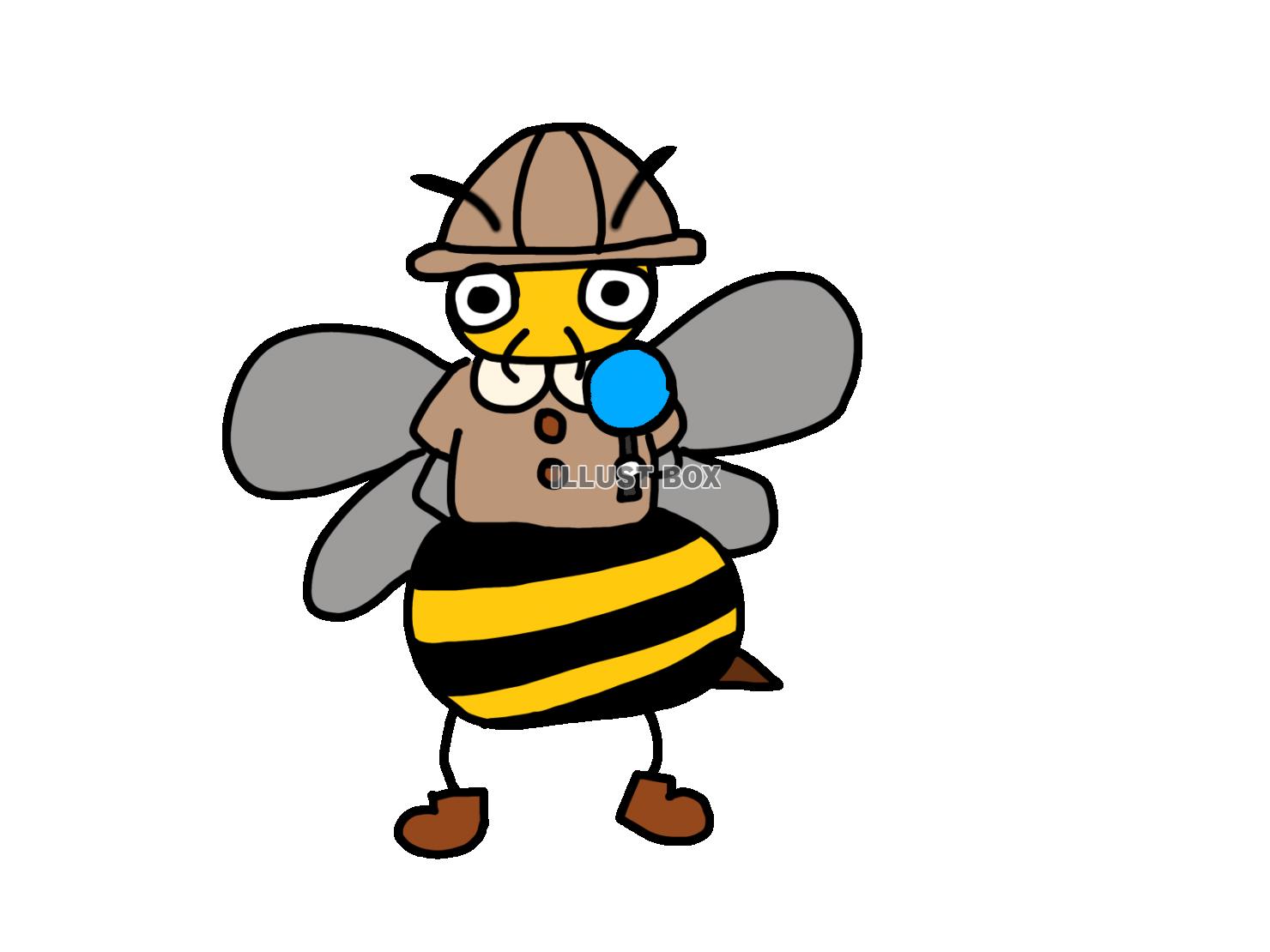 無料イラスト 探検服を着たハチ