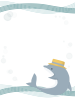 帽子をかぶったイルカのフレームイラスト　線なし