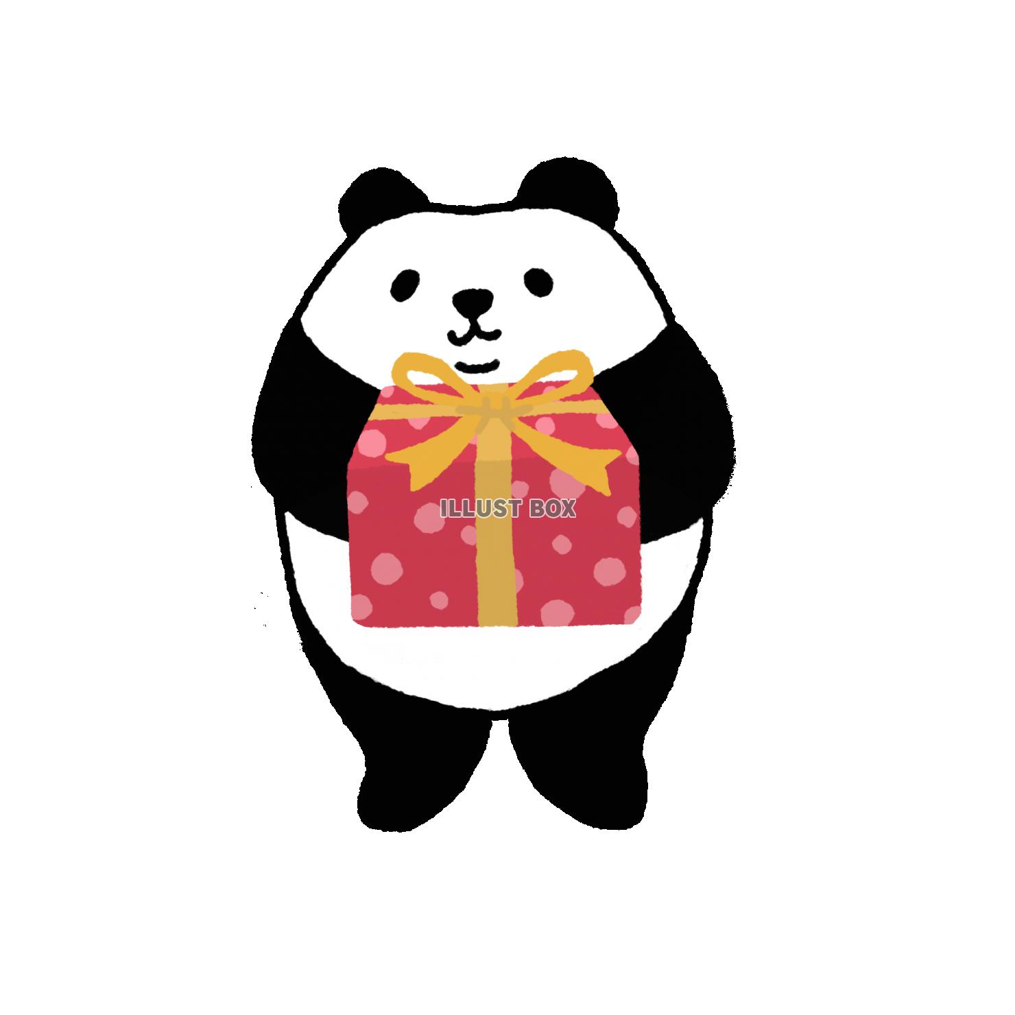 プレゼントを渡すパンダ