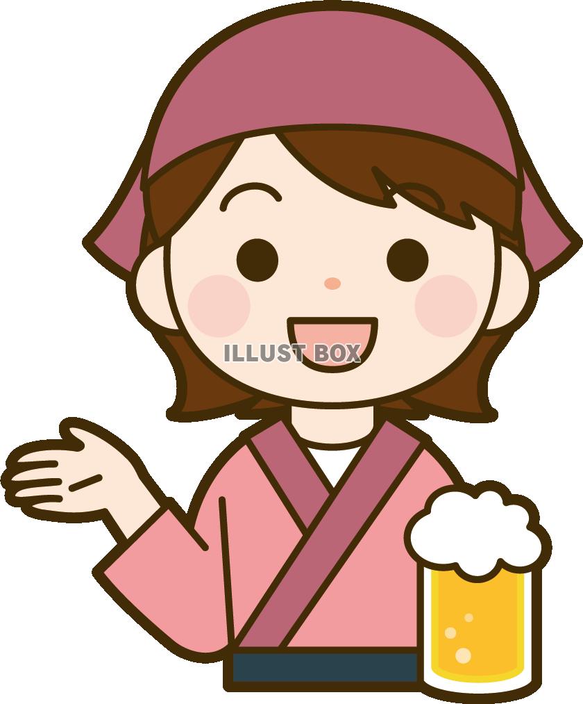 無料イラスト 居酒屋店員 女性