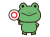 マルの札を持つかわいいカエル