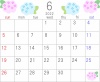 2022年6月のカレンダー素材、アジサイの花の横型のカレンダー