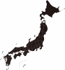 日本地図　黒色　日本列島　県境　境界線