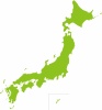 定番　日本地図　黄緑色　日本列島　全国（グリーン）