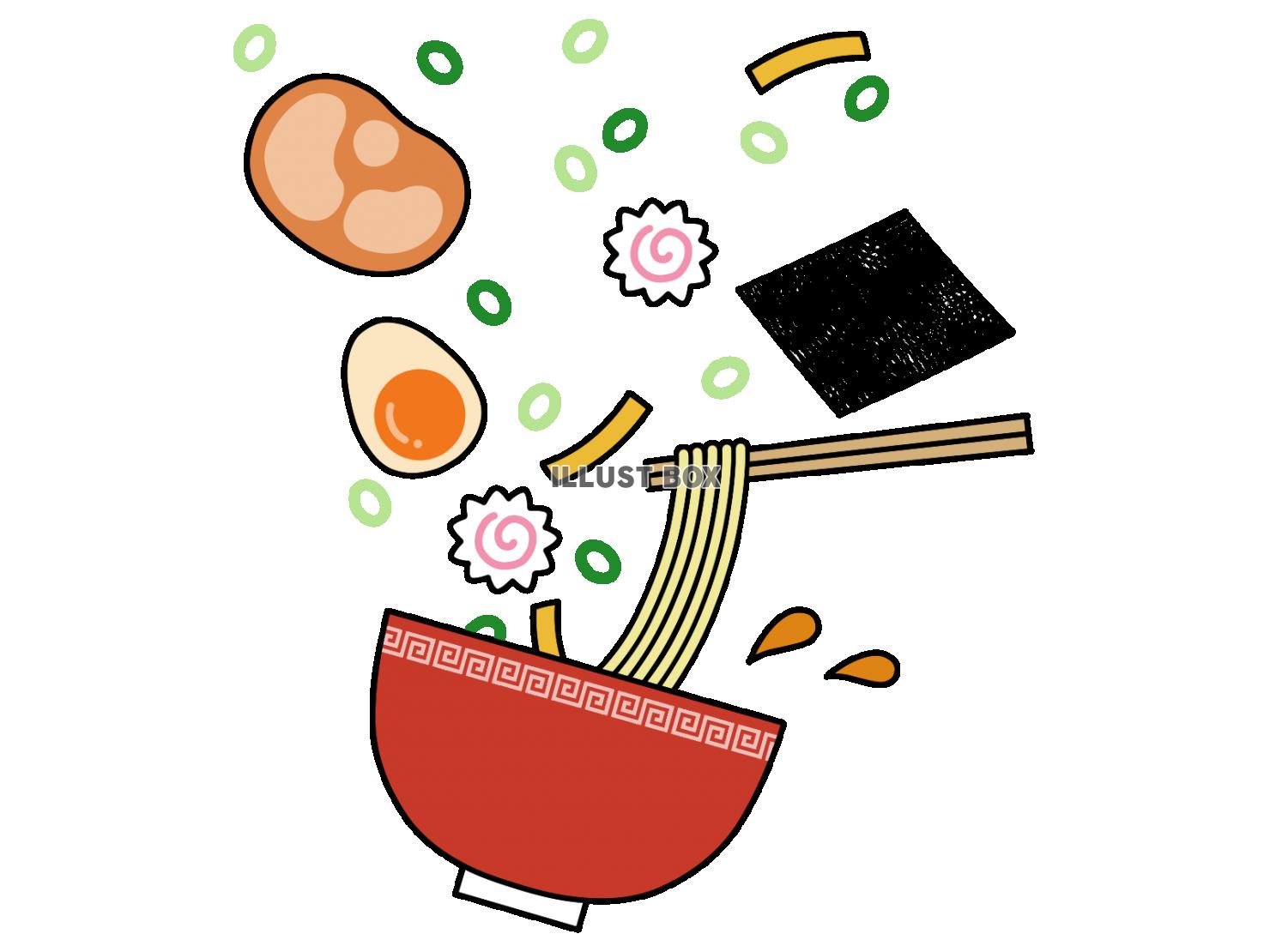 無料イラスト 箸上げラーメンと具