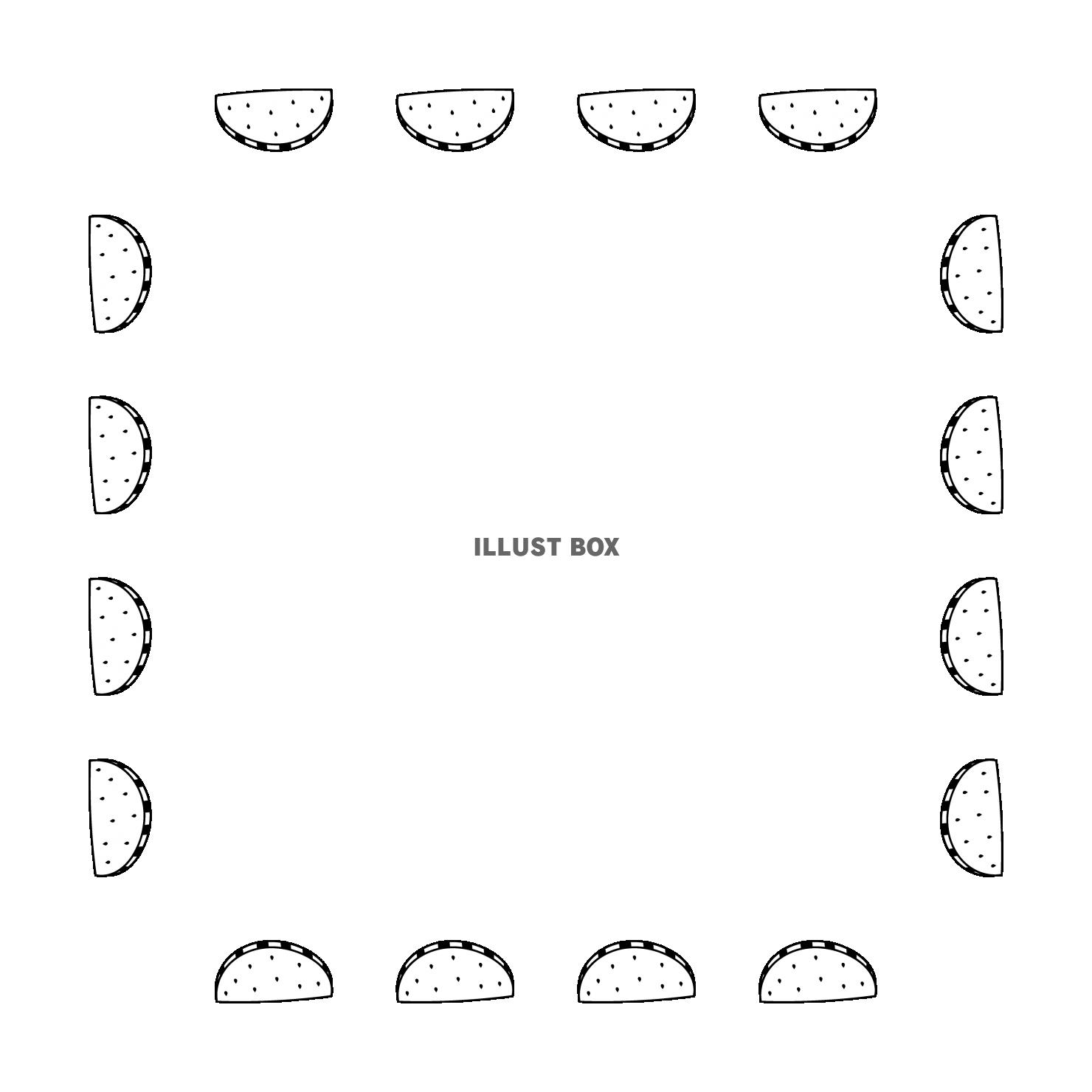 無料イラスト 2 枠 スイカ 正方形