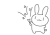 18_枠_おめでとう・ウサギ・手描き・白黒・横