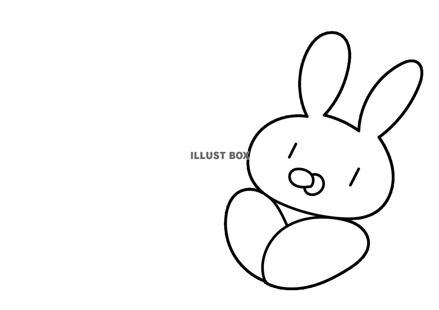 無料イラスト 19 枠 出産祝い ウサギ 手描き 白黒 横