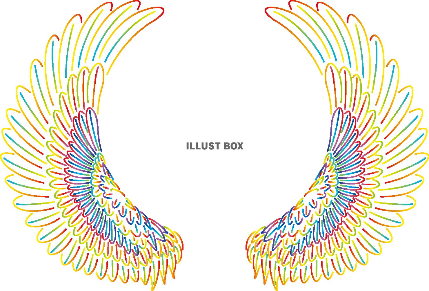 カラフルなレインボーカラーの翼　フレーム