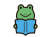 本を読むかわいいカエル