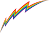 レインボーカラーの稲妻　ジグザグの虹