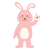 人差し指を立てるうさぎ・卯年（ピンク）透過PNG