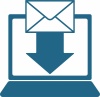 シンプルなノートパソコンにメールを受信するイラスト