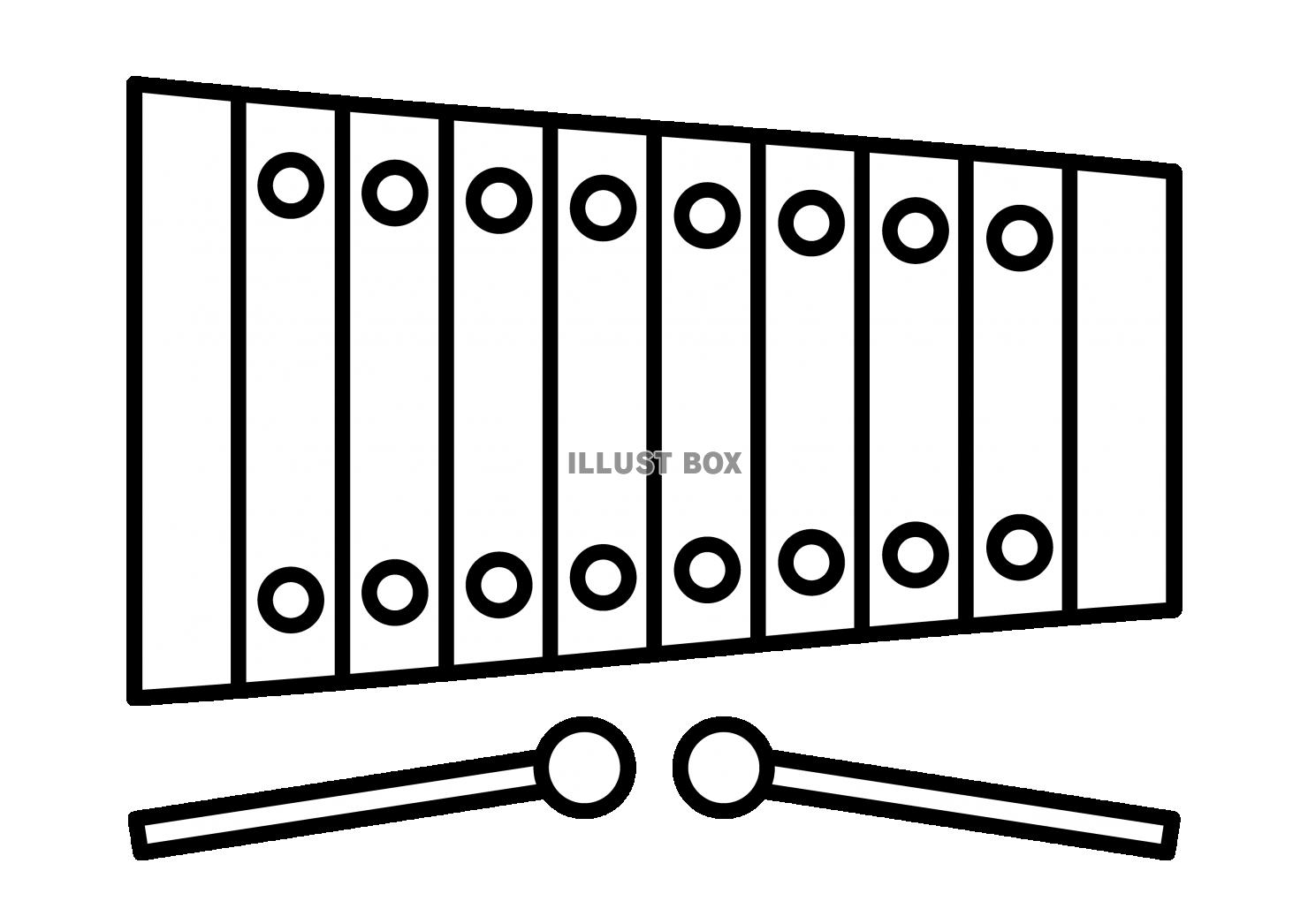 3_イラスト_木琴・白黒