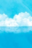 海と青空と雲のイラスト（水彩タッチJPG）タテ