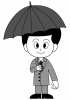 傘をさす会社員（白黒）