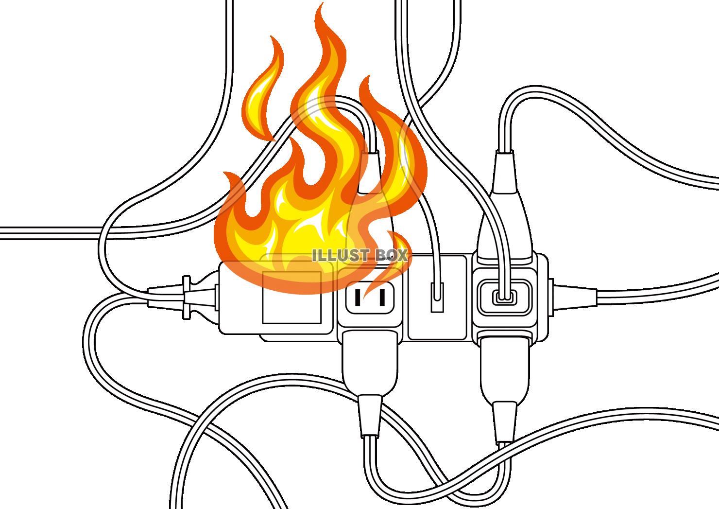 過電流で発火したたこ足配線のコンセント