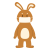 マスク着用のうさぎ（茶色）【透過PNG】