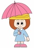 傘をさす幼稚園児（女の子）