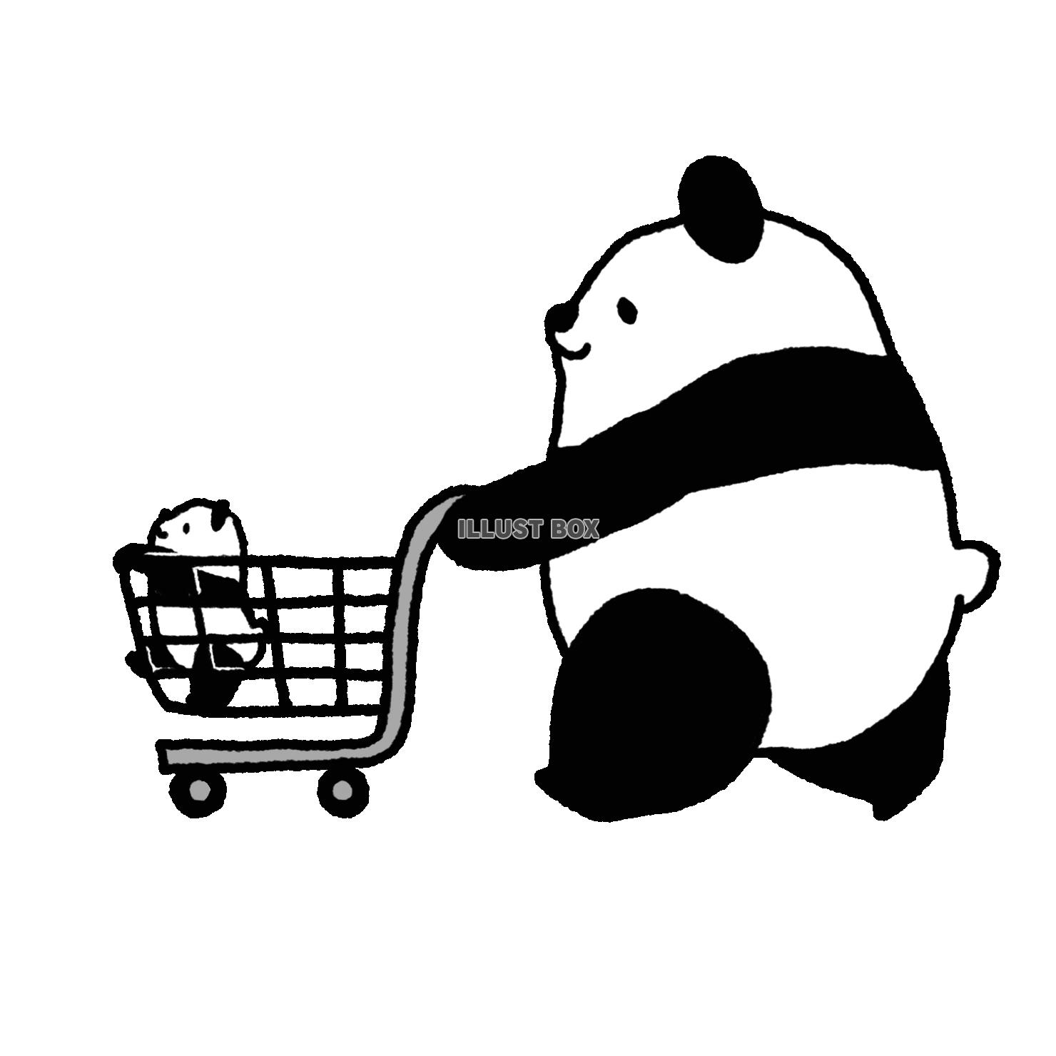 パンダシリーズ　横　一緒に買い物 