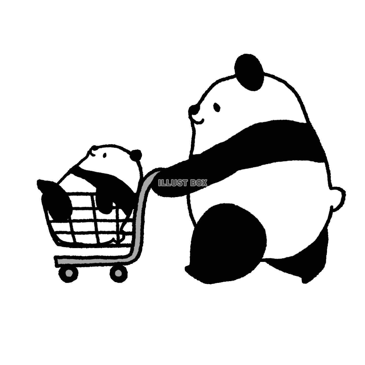 パンダシリーズ　横　一緒に買い物2 