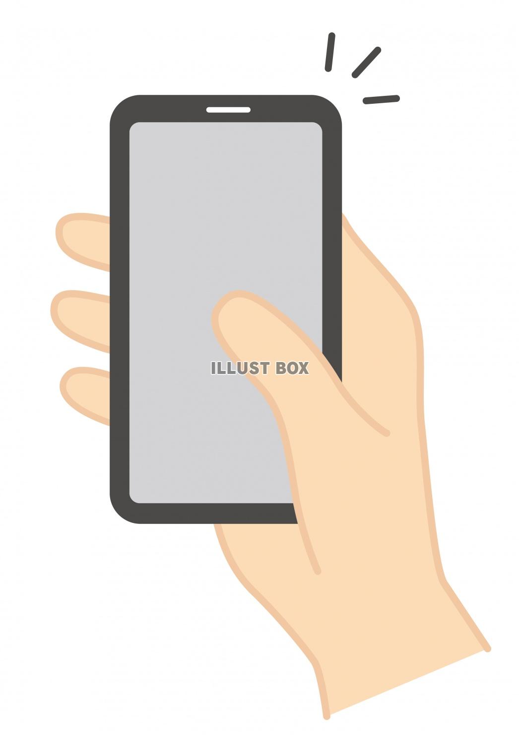 無料イラスト スマホを操作する手のイラスト 片手 右手