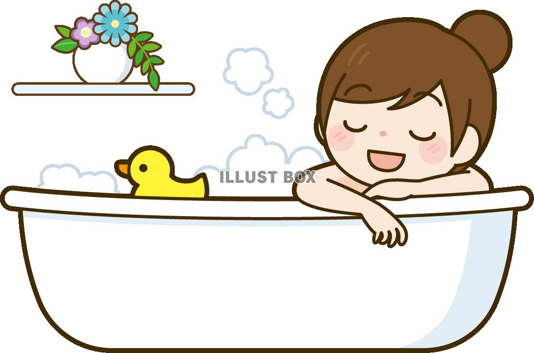 無料イラスト 泡風呂に入る女性
