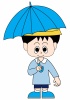 傘をさす幼稚園児（男の子）