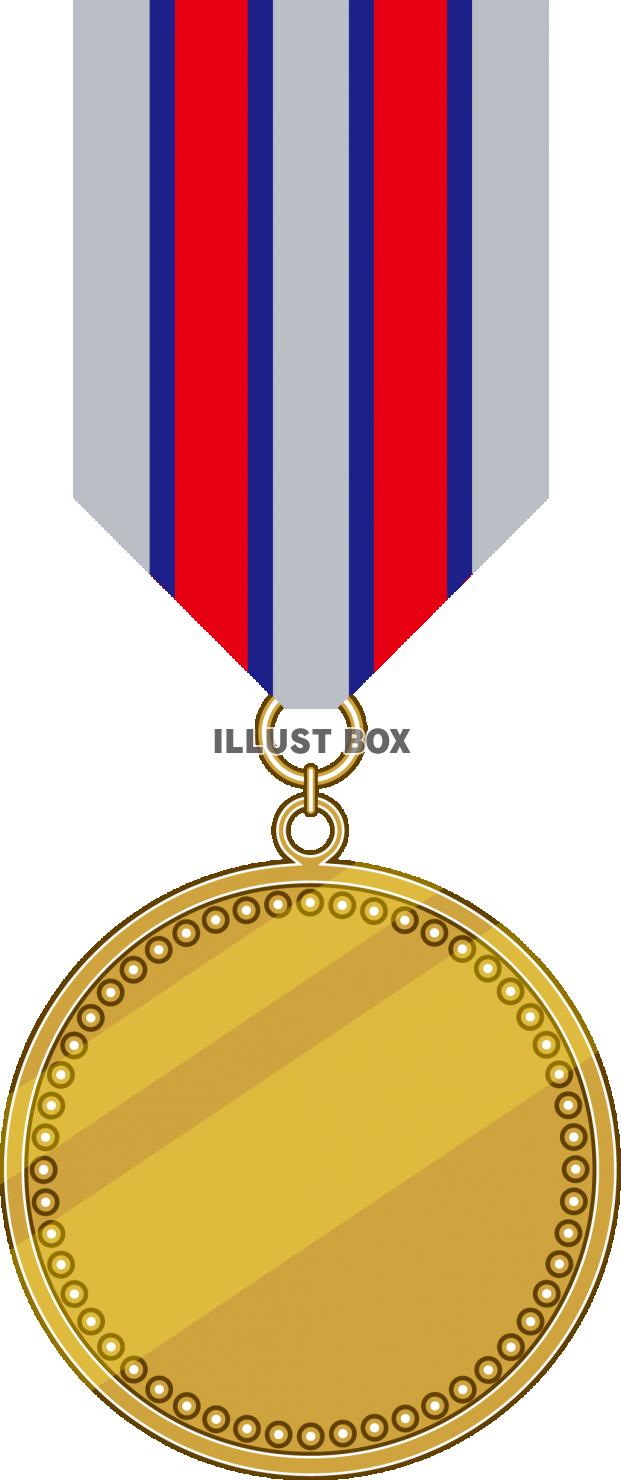無料イラスト シンプルな勲章 褒章 金色のメダル フレーム