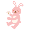 浮かぶウサギ（ピンク）【透過PNG】