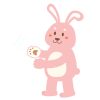 手の消毒をするウサギ（ピンク）【透過PNG】