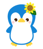 ひまわりをつけたペンギン　透過png